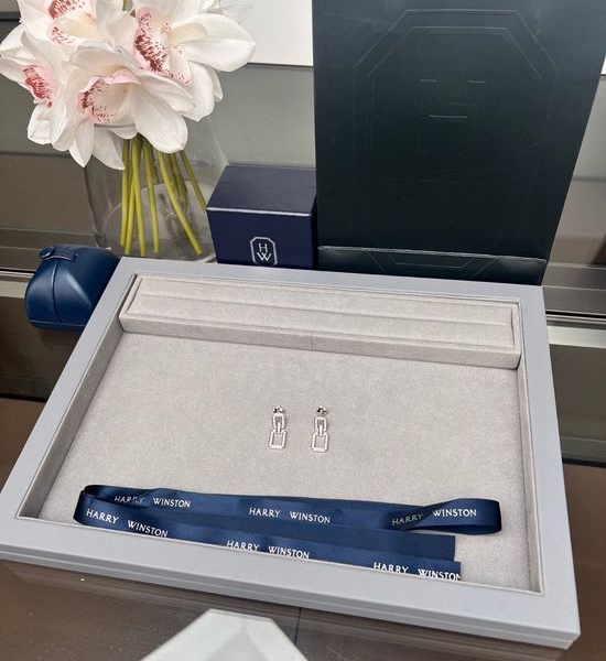 Harry Winston Square Diamond Inlaid Earrings