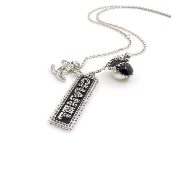 Chanel Black Letter Nameplate Necklace