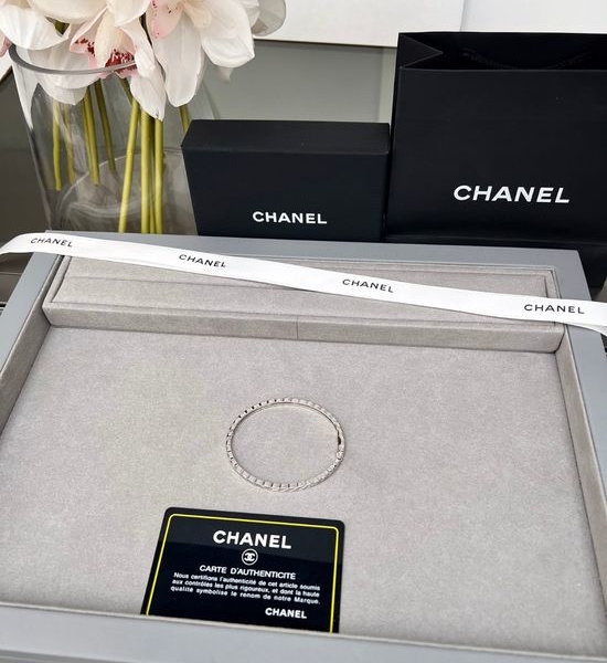Chanel Thin Quilted Pattern Cuff Bangle