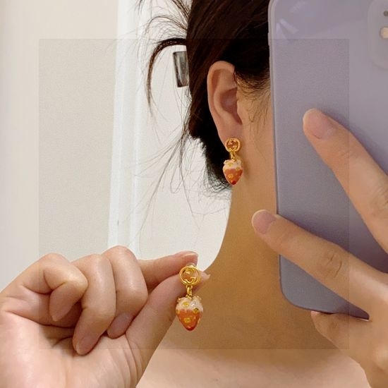 Gucci Three Dimensional Strawberry Stud Earrings High Quality