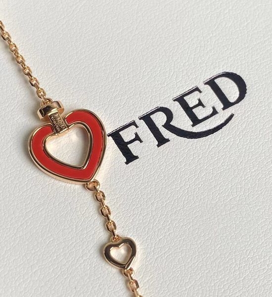 Fred Red Agate Heart Charm Bracelet