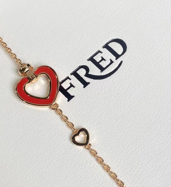 Fred Diamond Red Agate Heart Charm Bracelet
