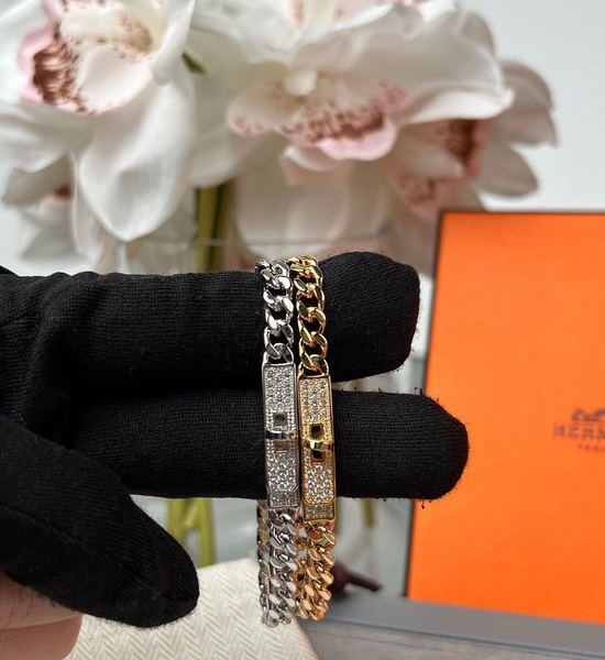 Hermes Shiny Flat Cuban Chain Bracelet