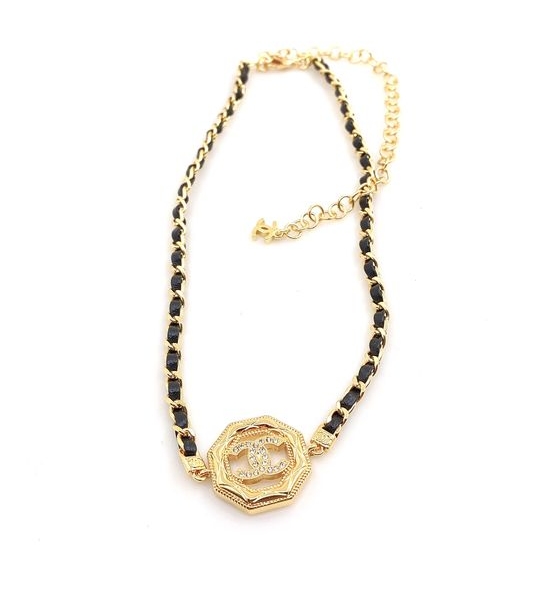 Chanel Hexagon Leather Necklace