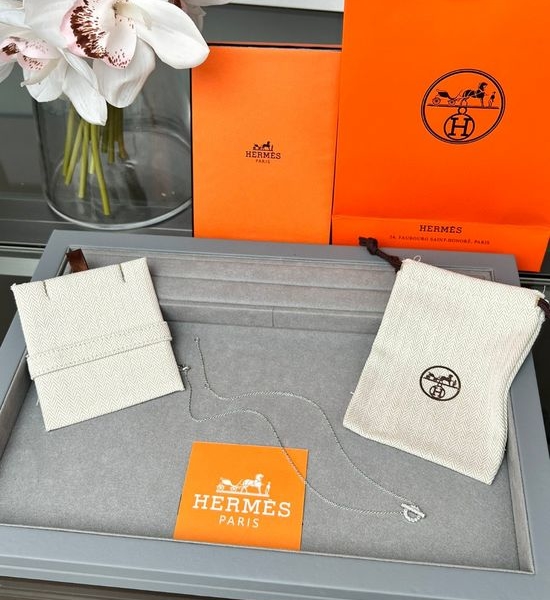Hermes Sparkling Diamond Clavicle Chain Necklace