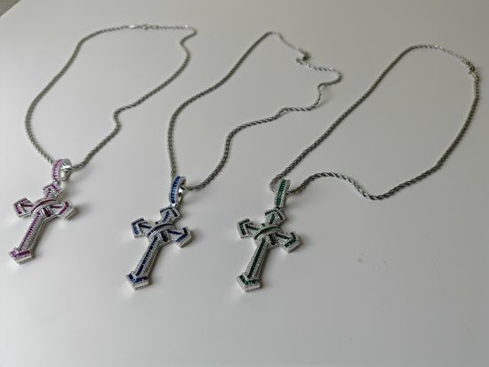 Cartier Pave Diamond Cross Pendant Necklace