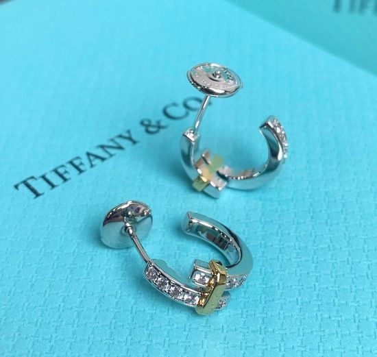 Tiffany & Co. Row Diamond Two-tone Stud Earrings