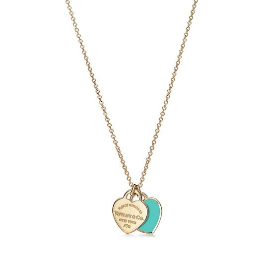 Tiffany & Co. Gold Enamel Heart Pendant Necklace
