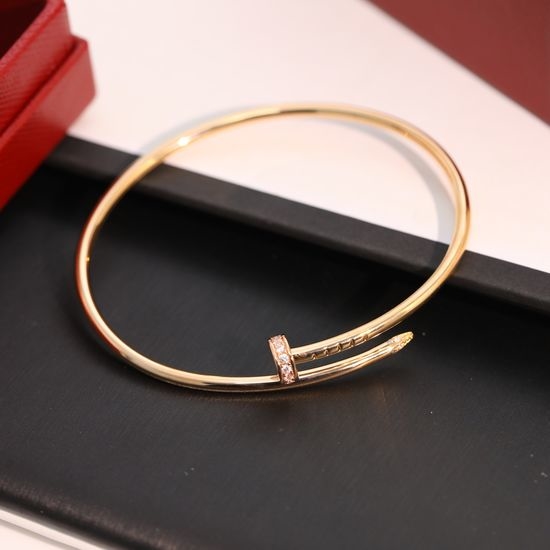Cartier Diamond Encrusted Nail Shape Slim Bangle