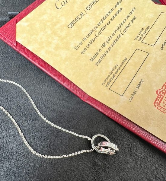 Cartier Rose Gold Interlocking Rings Necklace