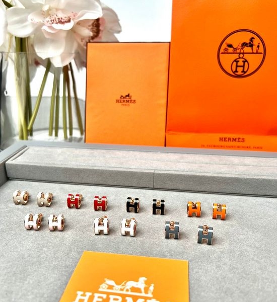 Hermes Classic Elegant H Earrings with Charm