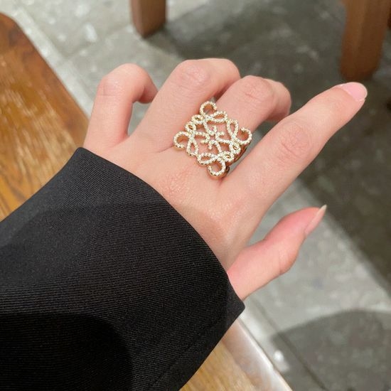 Loewe Gold Hollow Rhinestone Ring