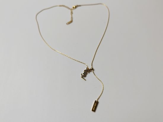 Celine Tag Pendant Snake Bone Chain Necklace