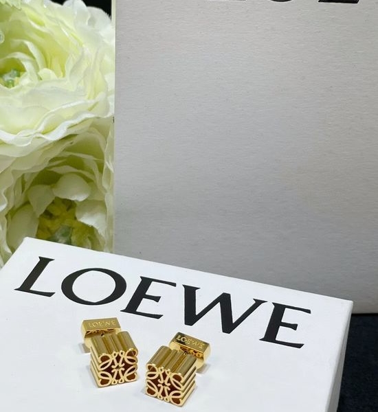 Loewe Stereo Engraved Rhombus Hoop Earrings