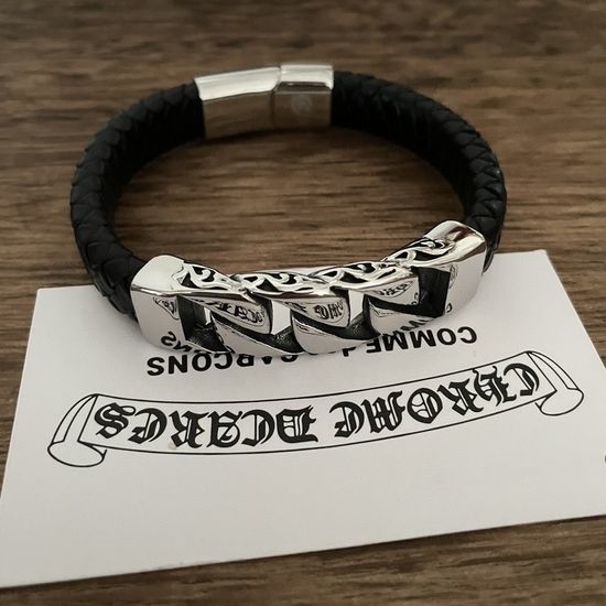 Chrome Hearts Vintage Four Ring Leather Cord Bracelet