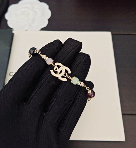 Chanel Pink Green Diamond Bracelet Elegant Accessory
