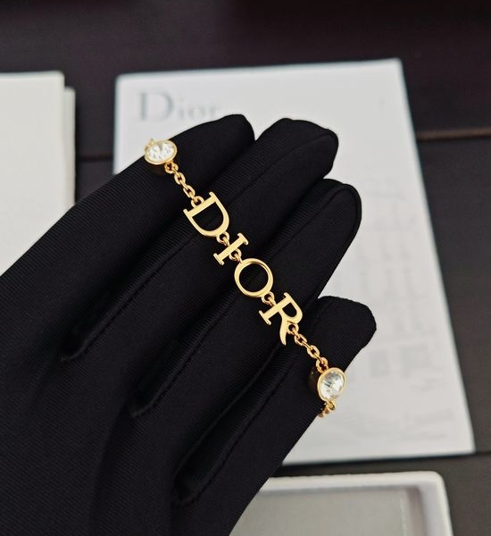 Christian Dior CD Crystal Initial Letter Bracelet