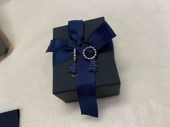 Apm monaco Cool Blue Double-Sided Bear Hoop Earrings