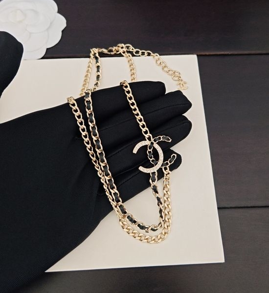 Chanel Black Leather Double Layer Necklace