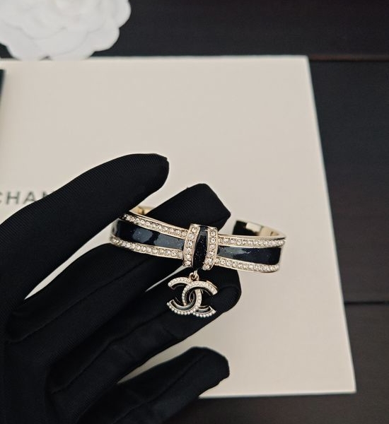 Chanel Bow Decor Brass Bracelet