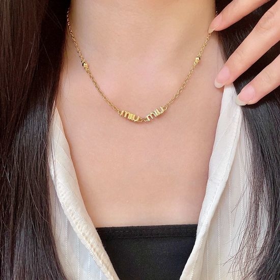 Miu Miu Minimalist Letter Pendant Necklace