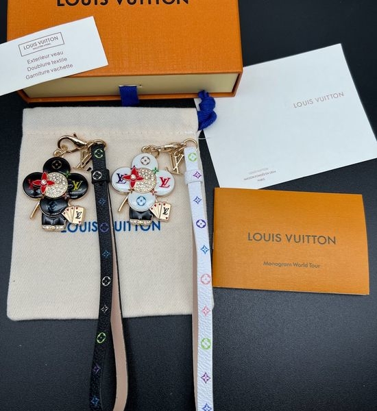 Louis Vuitton LV Flower Pendant Keychain with Metal Chain
