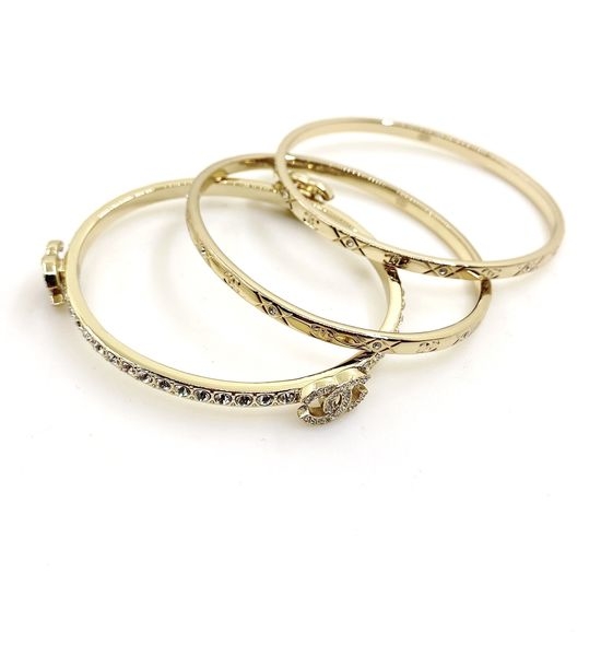 Chanel Light Gold Three Piece Bracelet Set