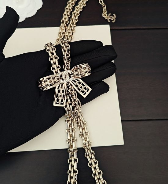 Chanel Hollow Bowknot Long Necklace