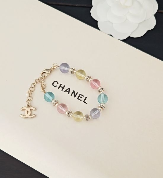 Chanel Colorful Rhinestone Crystal Bracelet Brass Material
