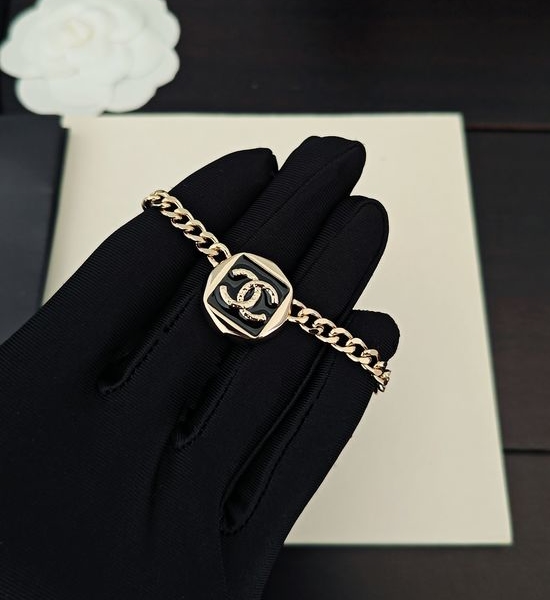 Chanel Black Square Brass Bracelet