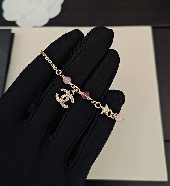 Chanel Pink Pearl Star Charm Bracelet