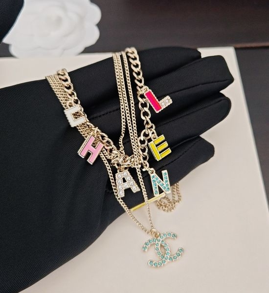 Chanel Multi-layer Blue Logo Necklace