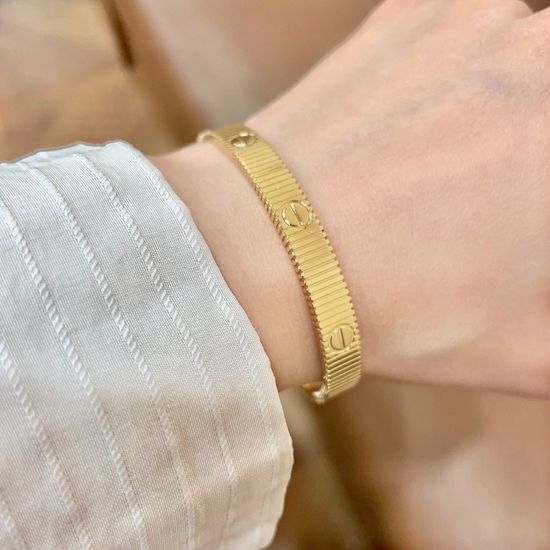 Cartier Popular Narrow Brass Bangle with Clear Logo