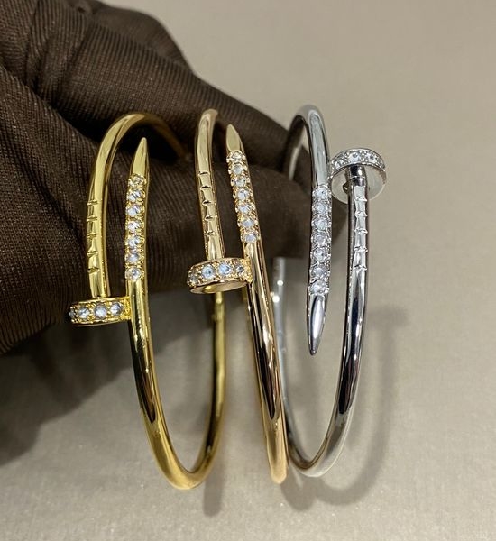 Cartier Diamond Inlaid Nail Shape Cuff Bangle