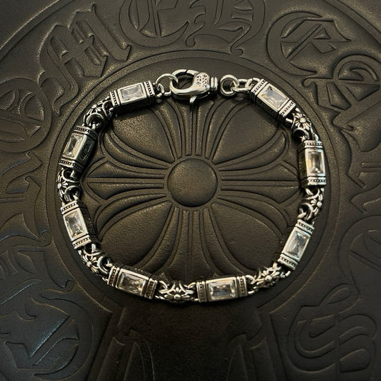 Chrome Hearts Clear Crystal Cross Bracelet Classic Jewelry
