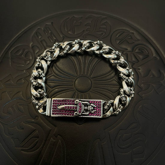 Chrome Hearts Vintage Cross Pink Zircon Bracelet