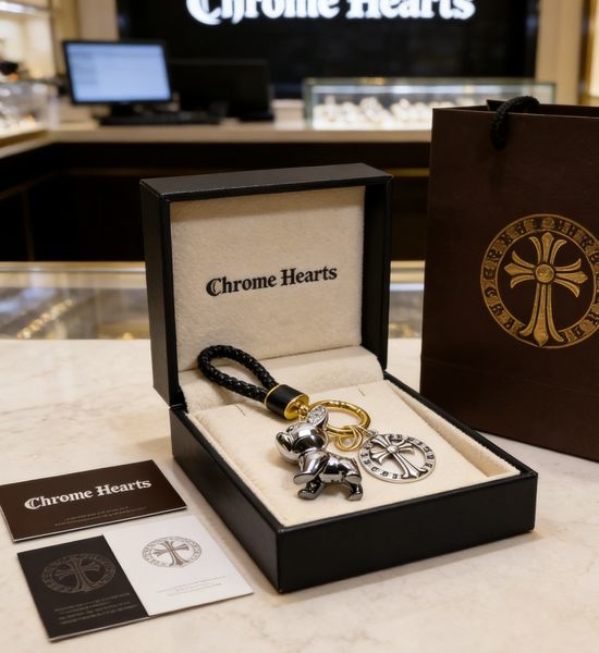 Chrome Hearts Rhinestone French Bulldog Keychain