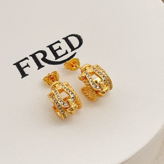 Fendi Horseshoe Buckle Brass Stud Earrings