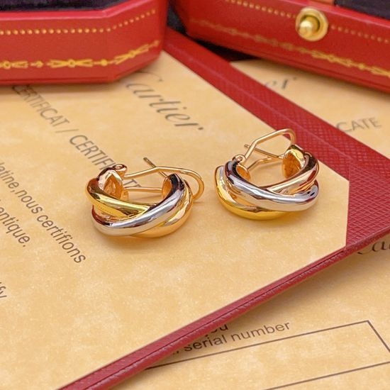 Cartier Three Tone Twisted Polished Earrings