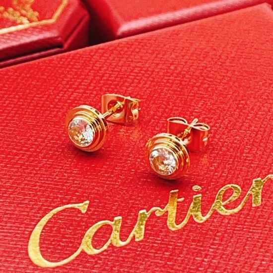 Cartier Rose Gold Diamond Paved Stud Earrings