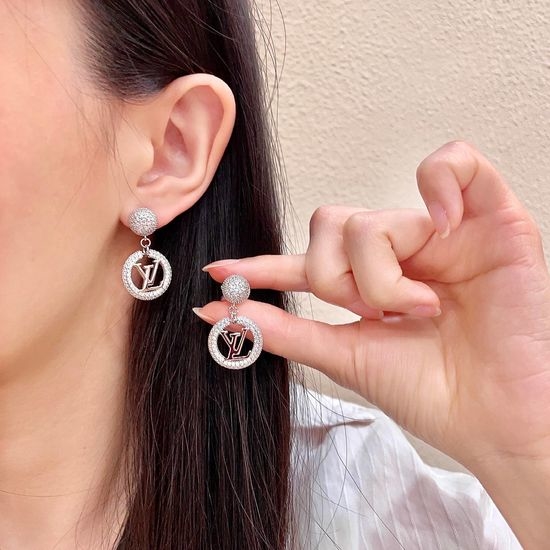 Louis Vuitton LV Classic Brass Stud Earrings with Silver Posts