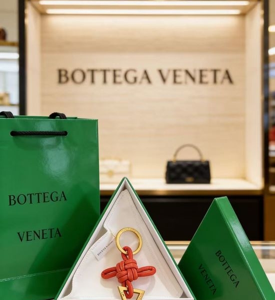 Bottega Veneta BV Woven Lambskin Leather Keychain
