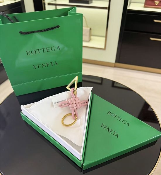 Bottega Veneta BV Woven Leather Pink Keychain