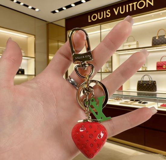 Louis Vuitton LV Strawberry Enamel Rhinestone Keychain Pendant