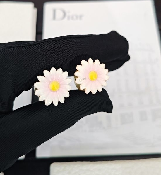 Christian Dior CD Pink Flower Large Pearl Earrings