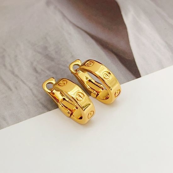 Cartier Gold Glossy Stud Earrings