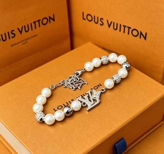 Louis Vuitton LV Faux Pearl Rhinestone Decor Bracelet