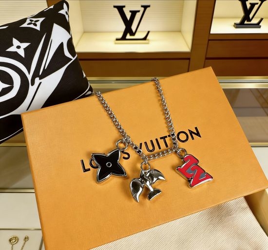 Louis Vuitton LV Dove Shape Pendant Polished Metal Necklace