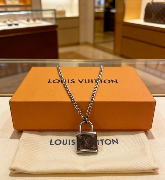 Louis Vuitton LV Monogram Lock Charm Necklace