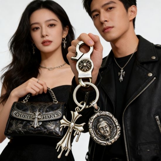 Chrome Hearts Cross Buddha Head Round Keychain Pendant